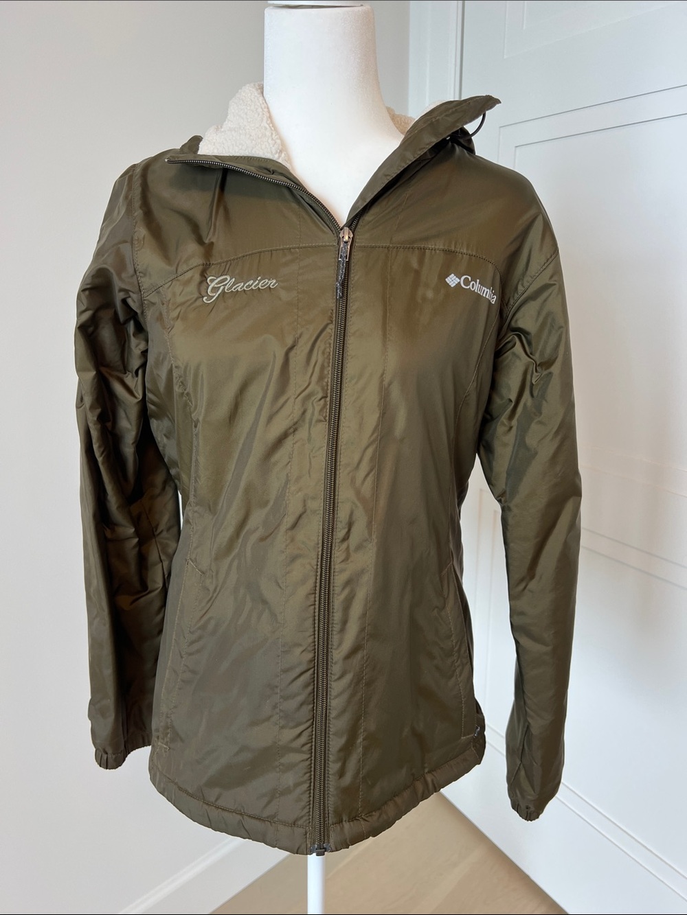 Columbia Olive Green Glacier Hooded Puffer Jacket